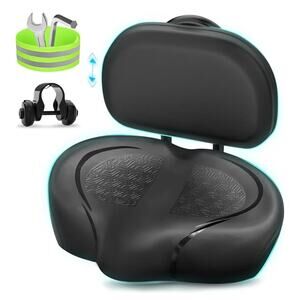 Noseless Bike Seat with Backrest for Men Women-Extra Padding Comfort Wide Bic...